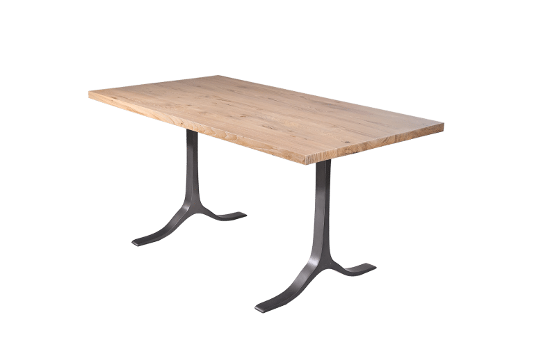Desk in Reclaimed Hardwood with Sand Cast Aluminum Base