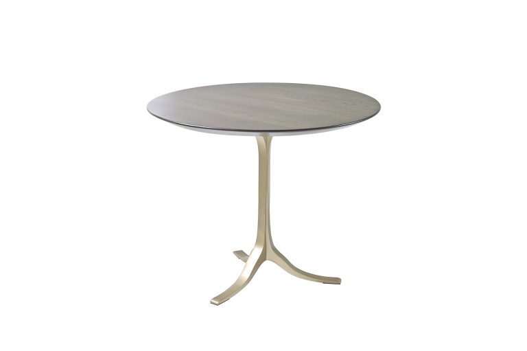Round Table, Reclaimed Hardwood, Sand Cast Brass Base