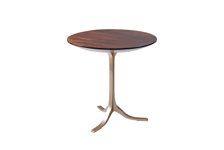 Round Table, Reclaimed Hardwood, Sand Cast Brass Base