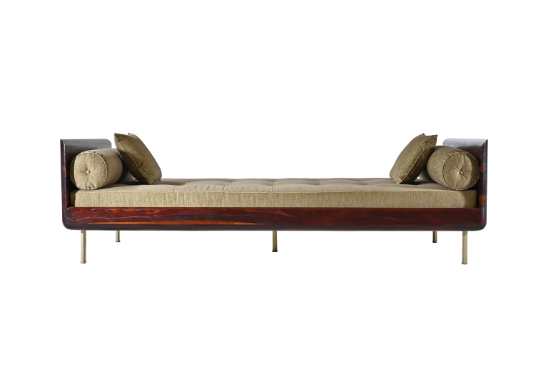 Double daybed in Reclaimed Chin Chan wood Frame with Brass Base (Indoor)