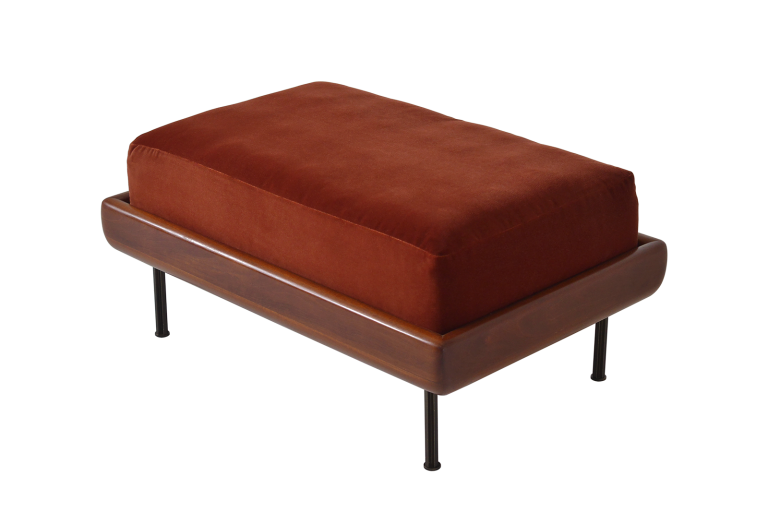 Bespoke Low Footrest / Ottoman in Reclaimed Hardwood Frame with Brass Base (Indoor)