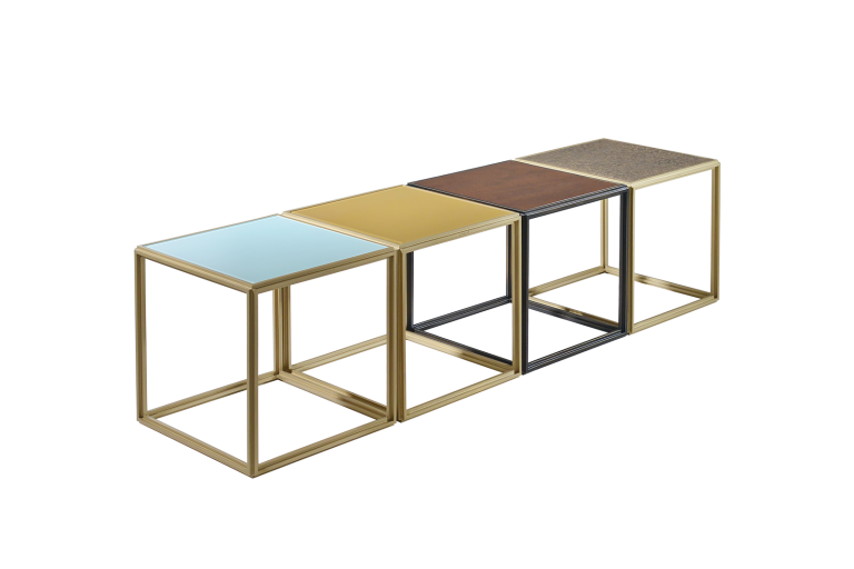 Modular "Mondrian" Brass, Bronze, Reclaimed hard wood and Glass Low Table