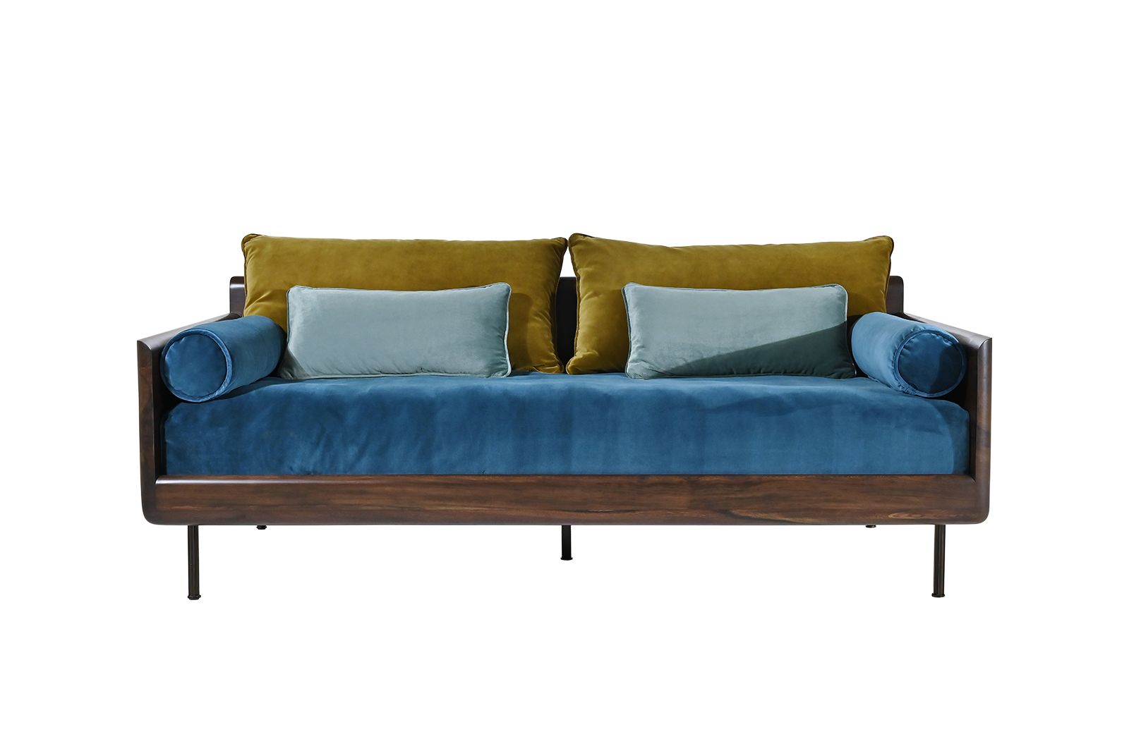 two seater sofa wood