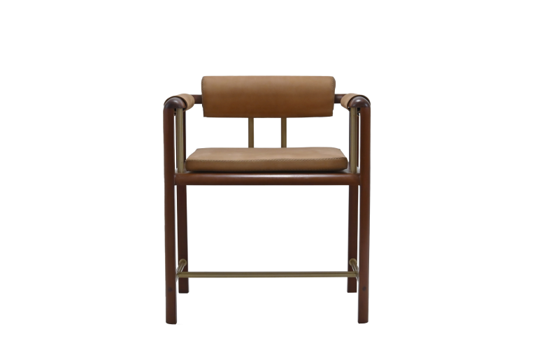 PTR10 Chair, Reclaimed Hardwood,Hand Stitched Leather Seating (Châtaigne)