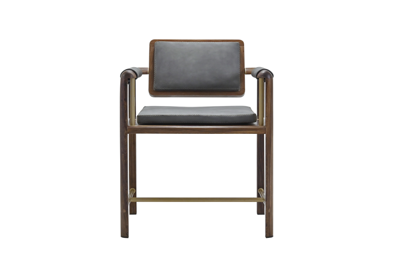 PTR11 Chair, Reclaimed Burmese Black Wood, Hand Stitched Leather Seating (Pigeon)