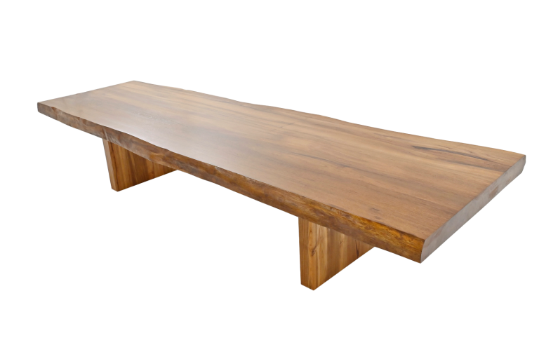 Bespoke Live Edge Dining Table In Reclaimed Golden Teak Wood