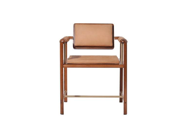 PTR11 Chair, Reclaimed Teng Hardwood, Hand Stitched Leather Seating