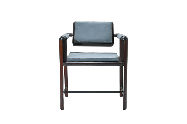 PTR11 Chair, Reclaimed Makha Tae Hardwood, Hand Stitched Leather Seating